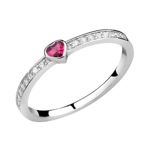 Inel argint cu inima rosie si pietre DiAmanti Z0903AR_RU-DIA (Argint 925‰ 1,4 g.)